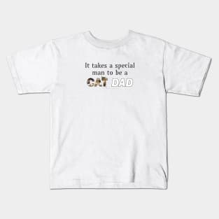 It takes a special man to be a cat dad - long hair tabby oil painting word art Kids T-Shirt